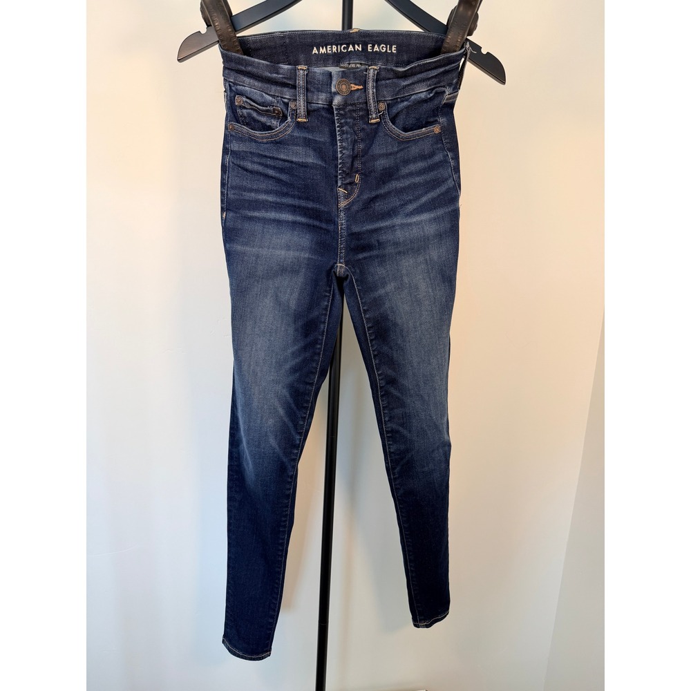 American Eagle Hi-Rise Jegging Dark Wash Ne(x)t Level Premium Skinny Jeans 2 Reg